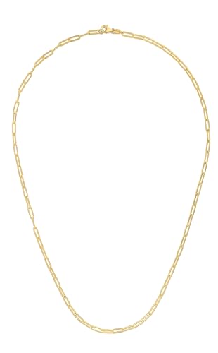 Floreo 14k Yellow Gold 2.5mm Solid Paperclip Link Chain Necklace 18 Inch