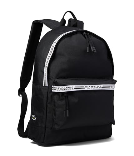 Lacoste Men's Neocroc Backpack with Zipped Logo Straps, BLACK, ONE SIZE