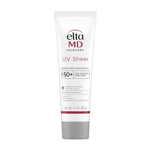 EltaMD UV Sheer Face and Body Sunscreen with Zinc Oxide, SPF 50+, 1.7 oz