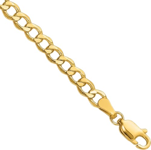 IceCarats 14K Yellow Gold 4.3mm Thick Curb Chain Link Bracelet, 7 inch