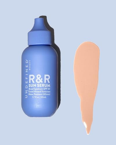 Undefined R&R Sun Serum SPF 50 PA++++ Tinted Mineral Sunscreen with Niacinamide, Water Resistant Broad Spectrum Protection & Blue Light Defense (Light Tint)