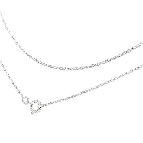 Haus of Brilliance Solid 10K White Gold 1/2 mm Slim and Dainty Rope Chain Necklace, Unisex Chain - Size 16" Inches