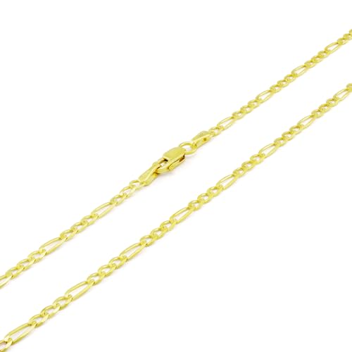 Nuragold 14k Real Yellow Gold Figaro Link 2.5mm Chain Necklace (16"-26") - 26"