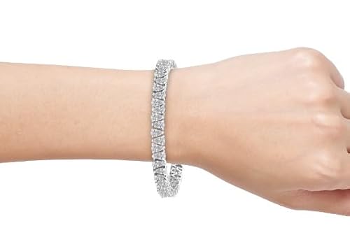 10Ct Pear Shape Diamond Tennis Bracelet Wide 14k White Gold Lab Created