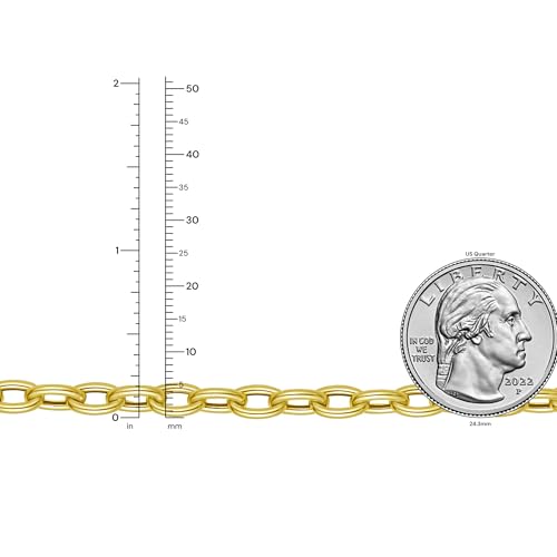 Floreo 14k Yellow Gold Oversized Charm Lock 5mm Rolo Link Bracelet, 7 Inch