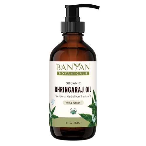 Banyan Botanicals Organic Bhringaraj Oil – Supports Healthy Hair Growth – Oil Made with Traditional Methods – 8 oz. – Non-GMO Sustainably Sourced Ayurvedic Hair Oil