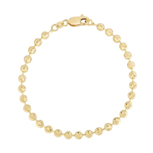 Floreo 14k Yellow Gold 4mm Mooncut Bead Chain Bracelet 7 Inch