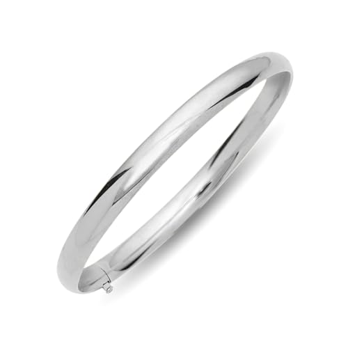 Floreo 14k White Gold 6mm Polished Bangle Bracelet 7 Inch