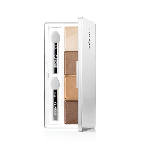 Clinique All About Shadow Eye Shadow Quad | Long Lasting, Crease + Fade Resistant + Safe For Sensitive Eyes, Teddy Bear, 0.05 Ounce