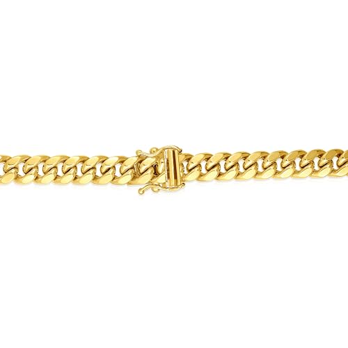 Floreo 14k Yellow Gold 6.6mm Semi-Lite Miami Cuban Chain Bracelet - 8.5 inch