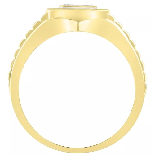 Pompeii 1/2 Ct Mens Diamond Ring Wide Polished Anniversary Band 10k Yellow Gold - Size 7