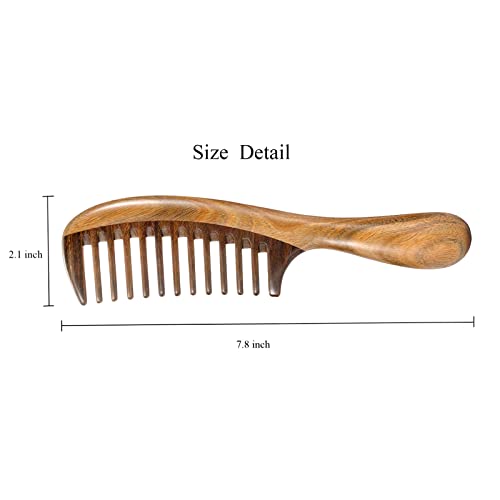 Louise Maelys Wooden Wide Tooth Hair Comb for Curly Detangling Sandalwood