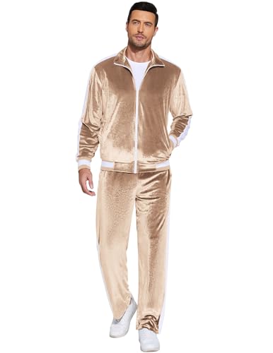 COOFANDY Mens Tracksuit 2 Piece Set Velour Sweatsuit Jogging Suits Full Zip Jacket Pants Outfits