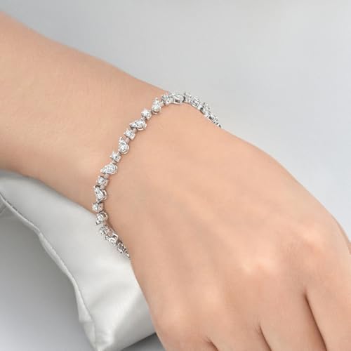 P3 POMPEII3 Pompeii 3.43Ct 14k White Gold Natural Real Diamond Pear Frame Tennis Bracelet 7" Women's