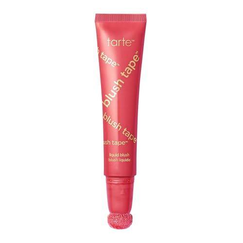 tarte blush tape satin liquid blush – Blendable Buildable Makeup with Mineral Pigments, Mango & Shea Butters for Lightweight Hydrating Smooth Finish, Vegan & Cruelty-Free, full size, rosy red