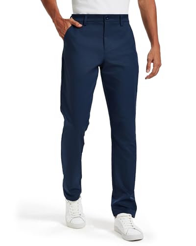 Men's Classic Fit Stretch Golf & Dress Pants 30'' - All-Day Comfort Performance Pants for Travel, Business Casual & Work Royal Blue, 34W x 30L