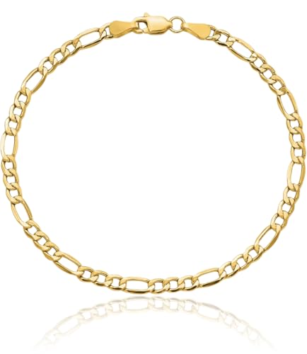 IceCarats 14K Yellow Gold 3.5mm Figaro Chain Link Bracelet, 7 inch