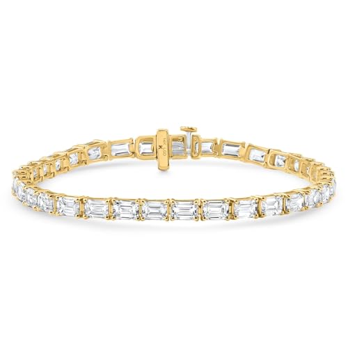 P3 POMPEII3 Pompeii 12Ct Emerald Cut Diamond East West Tennis Bracelet 14k Yellow Gold Lab Grown - Size Medium (EF,VS)