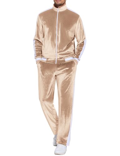 COOFANDY Mens Tracksuit 2 Piece Set Velour Sweatsuit Jogging Suits Full Zip Jacket Pants Outfits