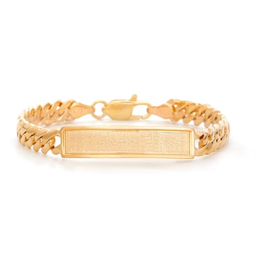 The World Jewelry Center 14k Yellow Gold Cuban Frame ID Bracelet - 7"