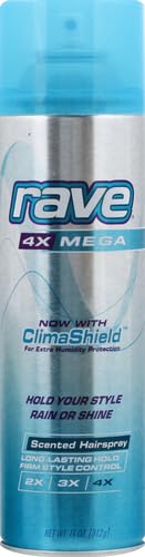 Rave 4X Mega Long-Lasting Firm Hold Scented Hair Spray for Heat Protection, Volume and Shine - ClimaShield for Extra Humidity & Minimizes Frizz