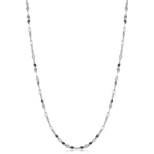 Kooljewelry 10k White Gold Flat Mirror Link Necklace (1.9 mm, 16 inch)