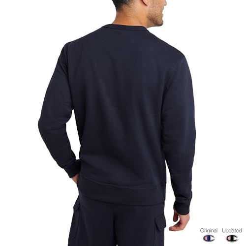 Champion Mens Sweatshirt, Powerblend, Fleece Crewneck (Reg. Big & Tall) Sports-fan-sweatshirts, Navy C Logo, Large US