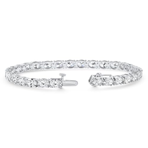 P3 POMPEII3 Pompeii 10.75Ct Oval Cut Diamond Tennis Bracelet 7" 14k White Gold Lab Grown - Size Medium (EF,VS)