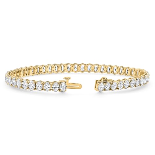 P3 POMPEII3 Pompeii 10Ct Oval Cut Diamond Tennis Bracelet 7" 14k Yellow Gold Lab Grown - Size Medium (EF,VS)