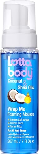 Lottabody Wrap Me Foaming Mousse with Coconut & Shea Oils, Lightweight Moisture-Rich Curl-Defining & Frizz-Control Styling Mousse for Natural Curly, Coily & Relaxed Hair, 7 oz