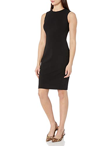 Calvin Klein Women's Scuba Crepe Sleeveless Princess Seam Sheath Dress, Slight Black, 4