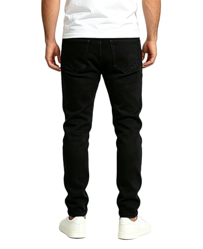 Men's Ripped Skinny Stretch Distressed Destroyed Slim Jeans Denim Pants Black 32