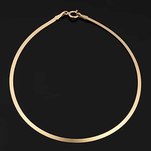 Womens Elegant - 10K Yellow Gold Herringbone Chain Bracelet 7.5 in
