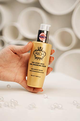 RICH Pure Luxury Curl Defining Cream for Curly & Wavy Hair - Controls Frizz and Add Natural Bounces - Enrich with Argan Oil, Coconut Oil & Hydrolyzed Wheat Protein - 4.05 Oz.