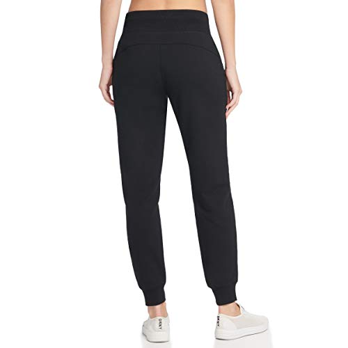 DKNY Fleece Joggers, Light Sweatpants for Women, Black, Medium