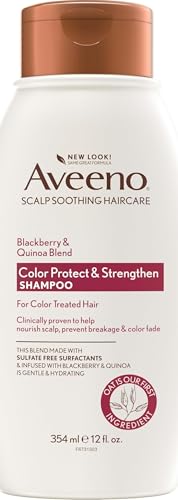 OGX Aveeno Color Protect Strengthen+ Blackberry Quinoa Shampoo, Fresh, 12 Fl Oz