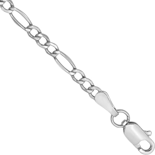 IceCarats 14K White Gold 2.5mm Figaro Chain Link Bracelet, 7 inch