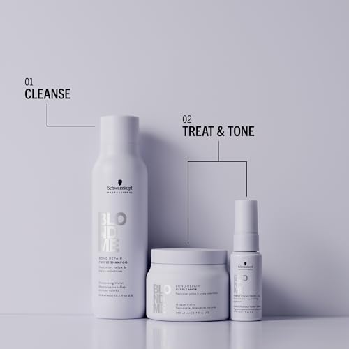 BlondMe Bond Repair Purple Mask for Blonde Hair | Neutralizes Yellow & Brassy Tones | Maintain, Refresh, & Enrich | For Moisturized, Healthy-Looking Cool-Toned Blondes