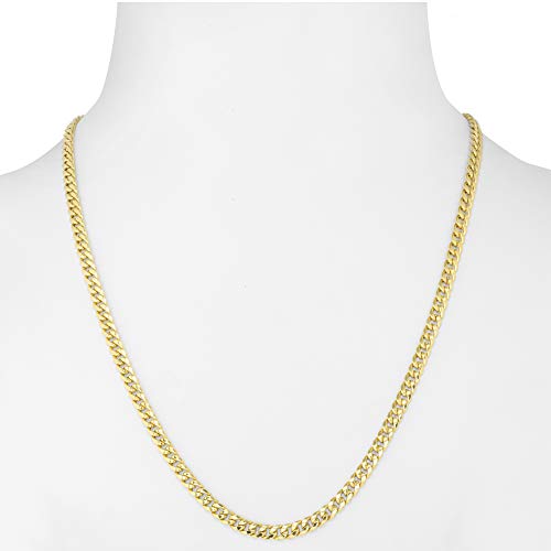 Nuragold 10k Real Yellow Gold Miami Cuban Link 5mm Chain Italian Necklace - 24"