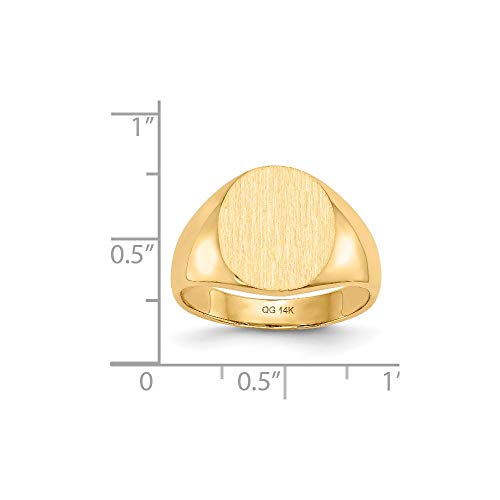 Sonia Jewels Real 14k Yellow Gold 14.0x13mm Closed Back Men's Engravable Monogram Signet Ring Band Size 12