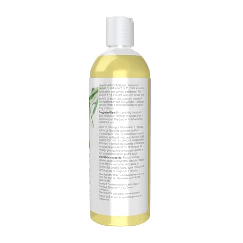 NOW Foods Solutions, Lavender Almond Massage Oil, Vitamin Infused Blend, Therapeutic and Soothing, 16-Ounce