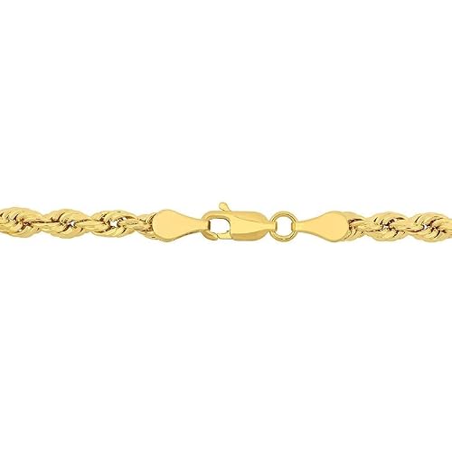Abbie+Cleo 10K Real Gold Rope Chain Bracelet for Men and Women - Cadena de Oro para Hombres y Mujeres - (10k - 4mm - 9 Inch)