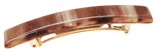 France Luxe Luxury Rectangle Barrette, Caramel Horn
