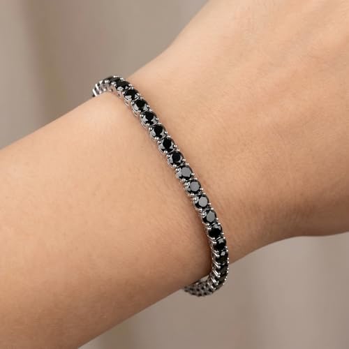 Pompeii Pompeii3 14k White Gold Black Diamond Round-Cut Tennis Bracelet 11 1/2Ct 7"