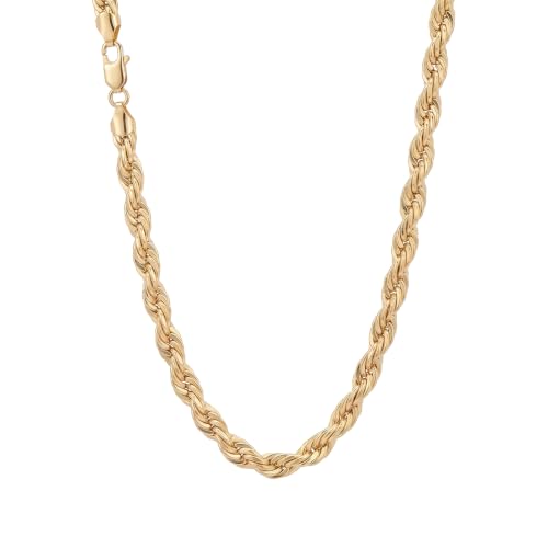 Galaxy Gold GG, 14K Solid Gold Diamond Cut Rope Chain Necklace, 3mm - 28 Inch (18-30" Available), Fine Jewelry
