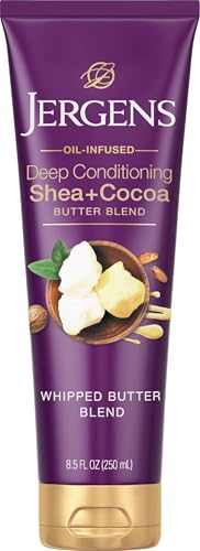 Jergens Shea and Cocoa Whipped Body Butter Lotion, Tone Enriching Hand And Body Lotion for Dry Skin, with Vitamins B3 & E, 8.5 Oz