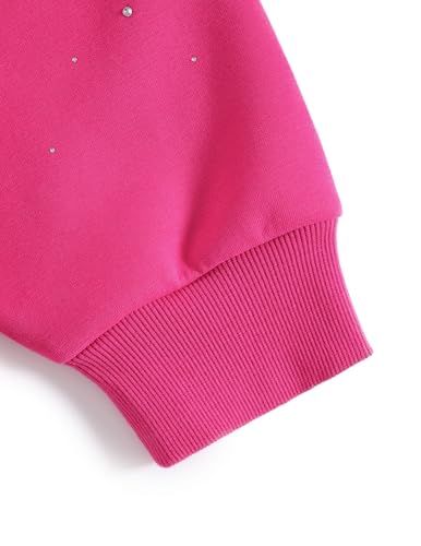 Aelfric Eden Rhinestone Hoodies Men Women Diamond Hooded Sweatshirt Fashion Luxury Casual Streetwear Unisex Hoodie Pullover Hot Pink M