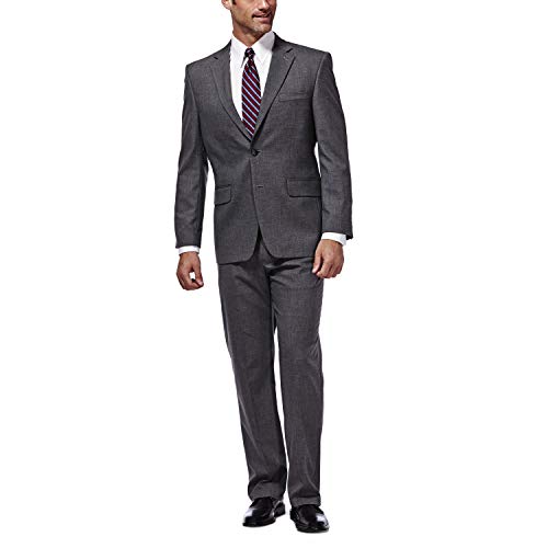 J.M. Haggar Men's Premium Performance Stretch Stria 2-Button Suit Separate Coat, Dark Heather Grey, 40R