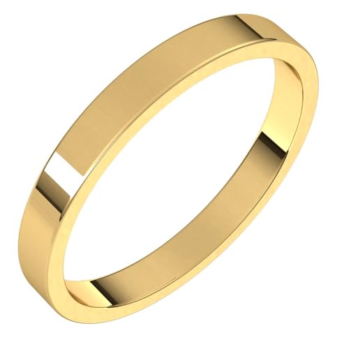 Sonia Jewels Solid 14k Yellow Gold 2.5mm Flat Wedding Band Ring Classic Plain Traditional - Size 7