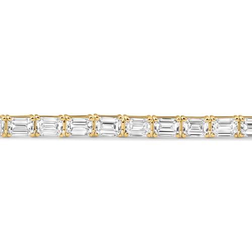P3 POMPEII3 Pompeii 12Ct Emerald Cut Diamond East West Tennis Bracelet 14k Yellow Gold Lab Grown - Size Medium (EF,VS)